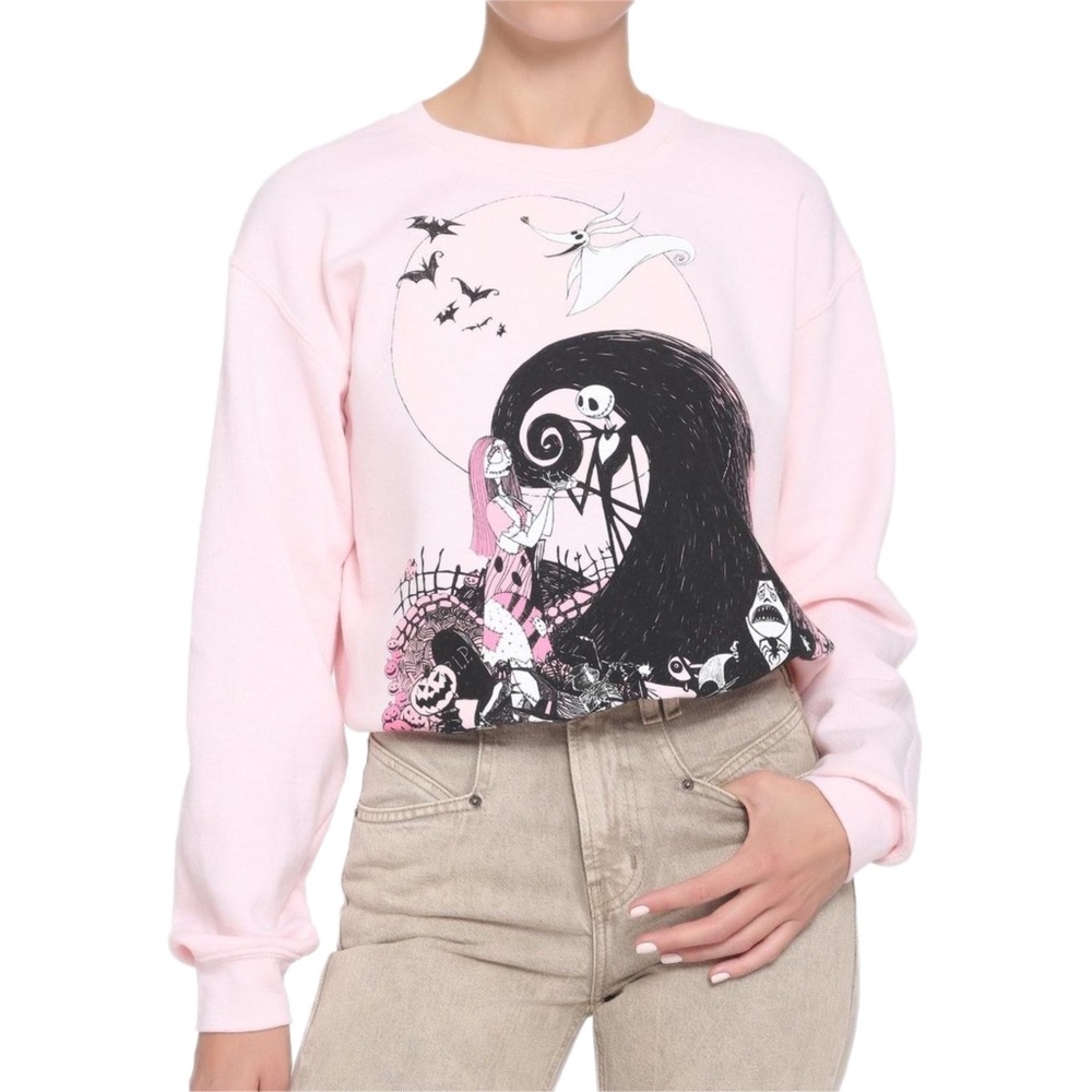 The Nightmare Before Christmas Pink Scene Girls Sweatshirt